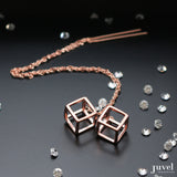 Juvel Classic: Threader Cubic Earrings (Pink Gold Plated)