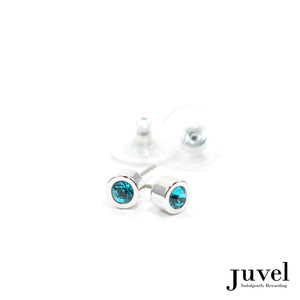 Juvel Off-Set Blue Zircon Stud Earrings