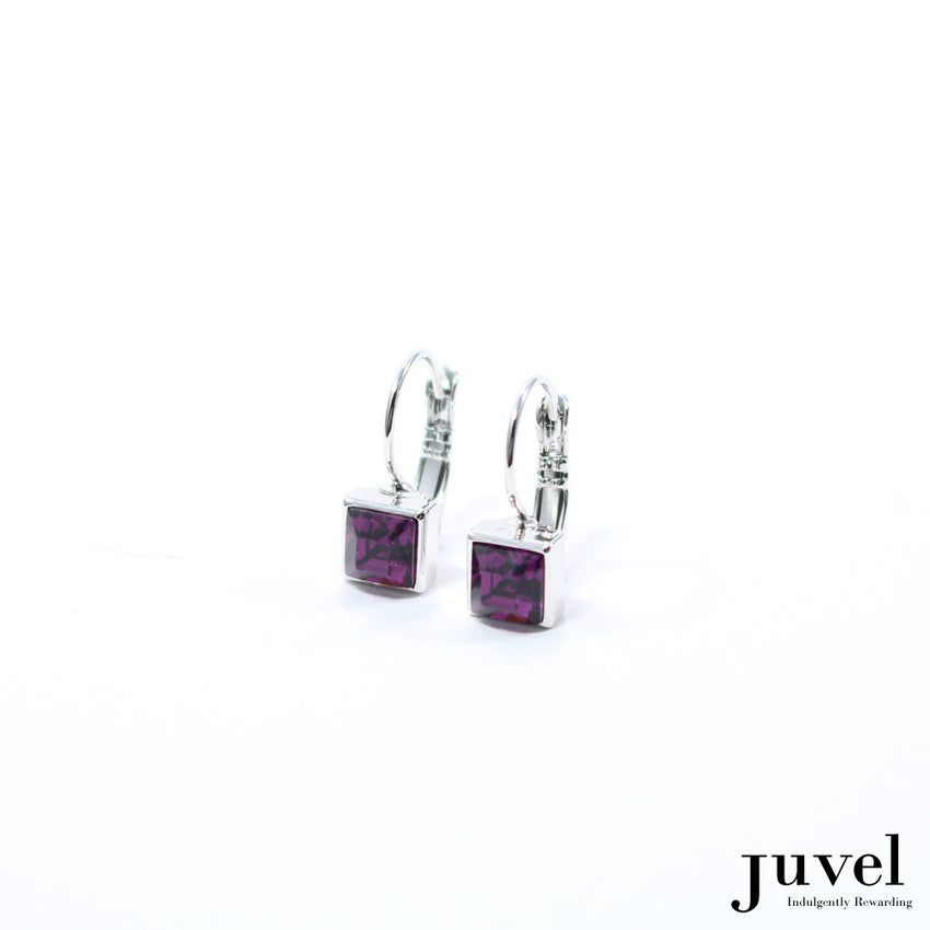Juvel Square Clip Earrings (Amethyst)