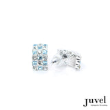 Juvel Curved Clear/Aquamarine Earrings