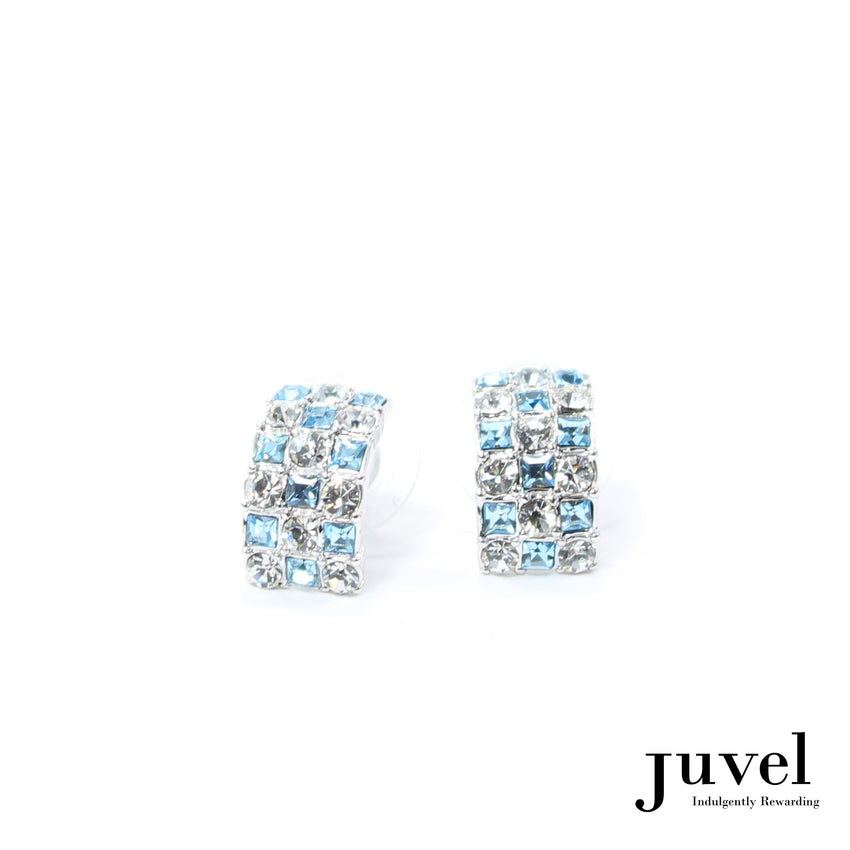 Juvel Curved Clear/Aquamarine Earrings