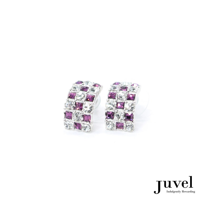 Juvel Curved Clear/Amethyst Earrings