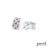 Juvel Curved Clear/Amethyst Earrings